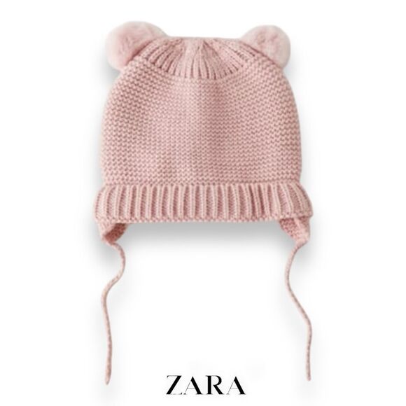 ZARA Kids | Pink | KNIT POMPOM HAT - Picture 1 of 4